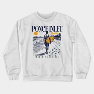 Vintage Surfing Ponce Inlet, Florida // Retro Surfer Sketch // Surfer's Paradise Crewneck Sweatshirt